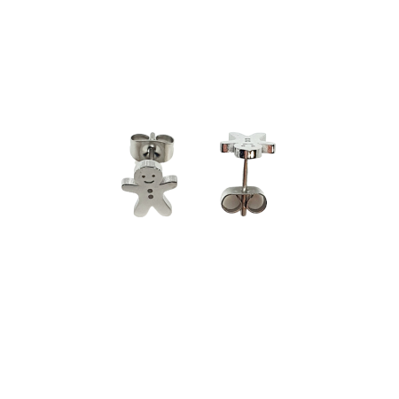 earrings steel silver gingerbread man